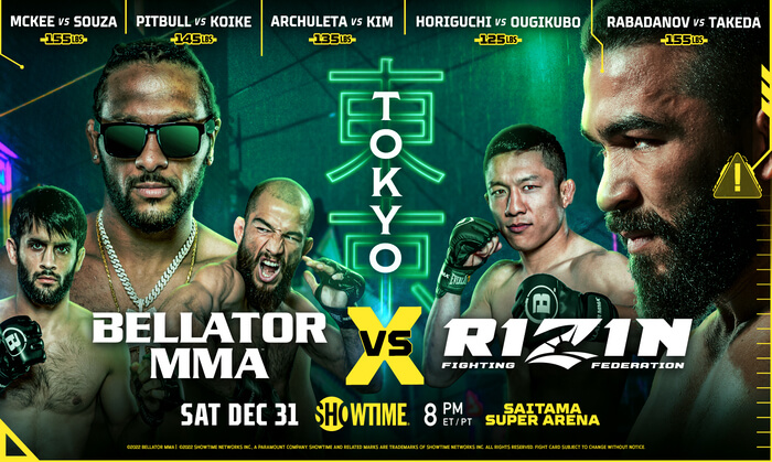 Bellator MMA vs Rizin Full Fight Replays Dec 31, 2022